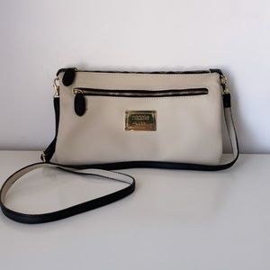 Nicole Miller REVERSIBLE Crossbody Handbag Purse, Black & Cream